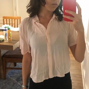 Pull&Bear pink crop top with collar, size small!